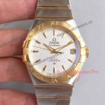 Best Quality Fake Omega Constellation Date Watch 2 Tone White Dial Mens Watch 38mm